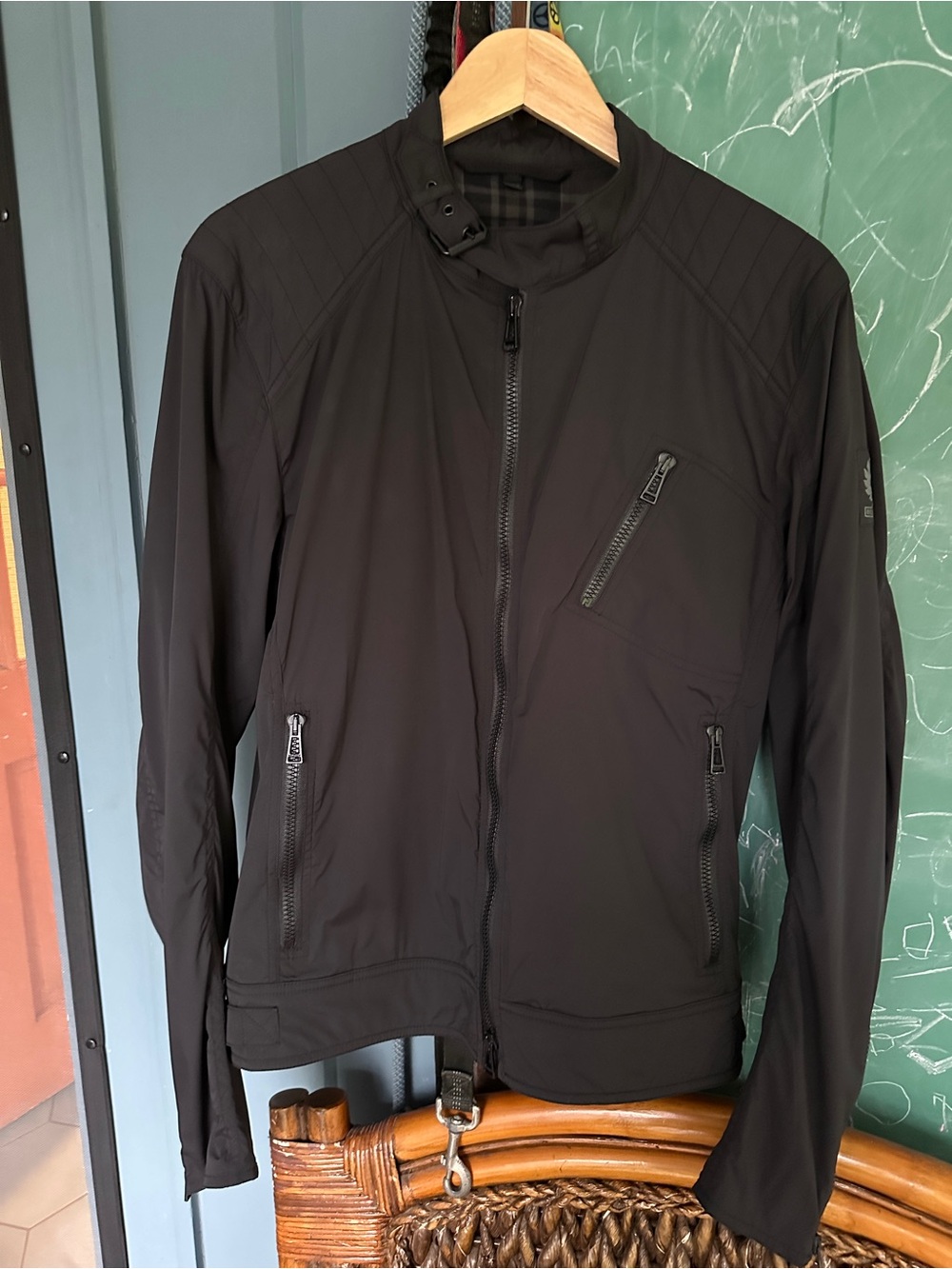 Belstaff Men's Black Lightweight Jacket with Zip Pockets